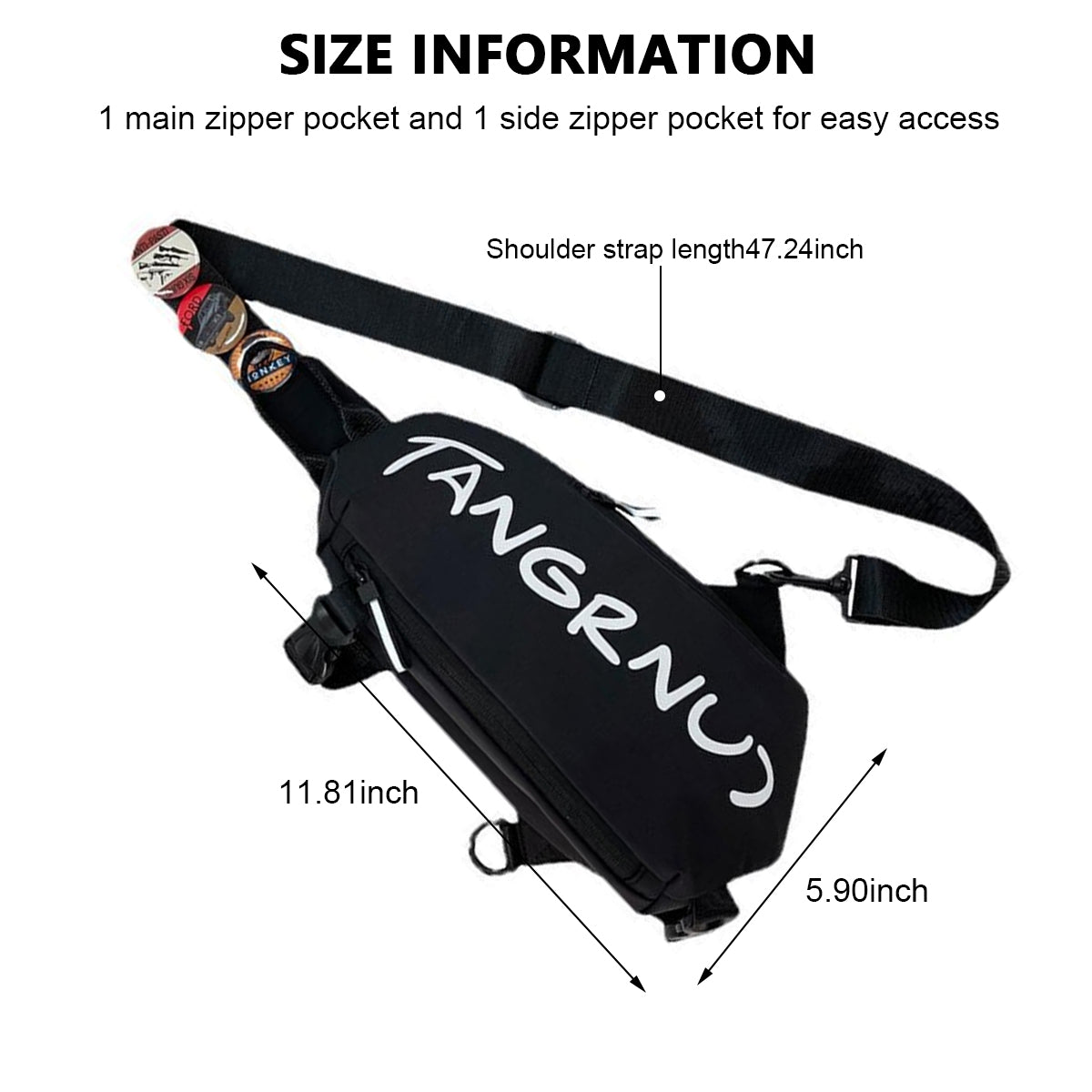 GUSTAVE Crossbody Bag for Men Women with 3Pcs Badges, Waterproof Sling Bag Large Shoulder Bag with Adjustable Strap for Commuting Travel Outdoor Activities Cycling