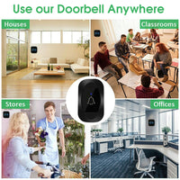 HASTHIP Door Bell for Home Electrical Self-Powered Wireless Door Bell Waterproof IP44 with Memory Function Ding Dong Bell with Large LCD Clock, Door Number Display Smart Door Bells 38 Ringtones 4 Level Volume