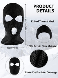 Proberos  Full Face Ski Mask for Men Women, Knitted Balaclava Ski Mask Thermal Balaclava for Winter Outdoor Sports Ski Bike