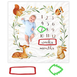 SNOWIE SOFT 100*130cm Monthly Milestone Blanket for Baby with Mark Frames, Soft Flannel Blanket for Boys & Girls, Baby Monthly Photoshoot Props, Baby Photoshoot Accessories