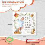 SNOWIE SOFT 100*130cm Monthly Milestone Blanket for Baby with Mark Frames, Soft Flannel Blanket for Boys & Girls, Baby Monthly Photoshoot Props, Baby Photoshoot Accessories