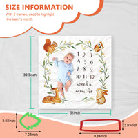 SNOWIE SOFT 100*130cm Monthly Milestone Blanket for Baby with Mark Frames, Soft Flannel Blanket for Boys & Girls, Baby Monthly Photoshoot Props, Baby Photoshoot Accessories