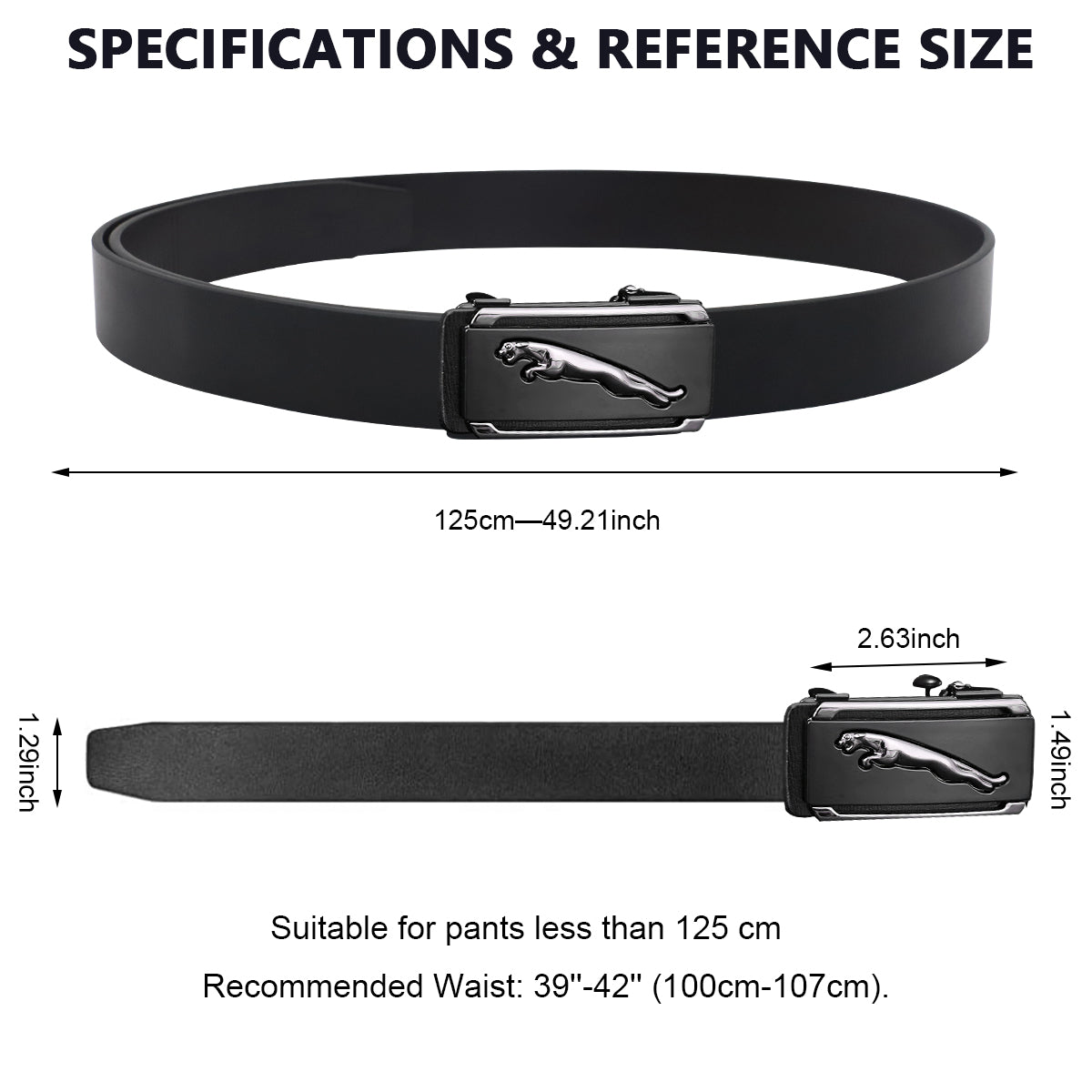 GUSTAVE  Fashion Mens Belt Slide Ratchet Belt for Men Leather Waist Belt Casual Buckle Belt for Men Dress Pant Shirt Jeans Belt with Click Buckle, Adjustable Trim to Fit (130cm)