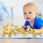 PATPAT Animals Toys for Kids 6 PCS Realistic Golden Wild Animal Model Figure Playset Plastic Animal Action Figures Wild Animals Party Cake Topper Decoration Room Decor Gift for Boys Girls