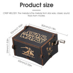 PATPAT Wooden Star Wars Music Box Hand Crank Music Box Wooden Music Box Gift Vintage May The Force Be with You Engraved Music Box Kids Toy Desk Decoration