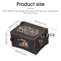 PATPAT Wooden Star Wars Music Box Hand Crank Music Box Wooden Music Box Gift Vintage May The Force Be with You Engraved Music Box Kids Toy Desk Decoration