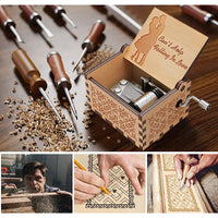PATPAT Wooden Vintage Music Box Hand Crank Music Box Wooden Music Box Gift Vintage Can't Help Falling in Love Engraved Music Box Kids Toy Desk Decoration