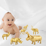 PATPAT Animals Toys for Kids 6 PCS Realistic Golden Wild Animal Model Figure Playset Plastic Animal Action Figures Wild Animals Party Cake Topper Decoration Room Decor Gift for Boys Girls