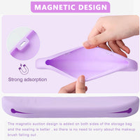 MAYCREATE Makeup Brush Holder Travel Silicone Cosmetic Face Brushes Holder, Portable Soft and Sleek Makeup Brush Organizer Pouch Tools (Purple)