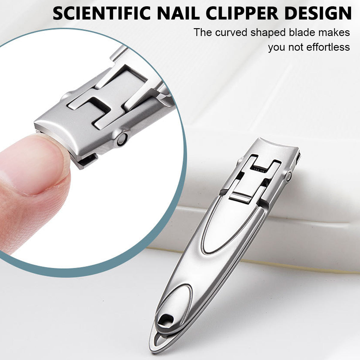 MAYCREATE Nail Cutter For Men, Nail Clippers Wide Jaw Opening Stainless Steel Foldable Nail Trimmer Anti Splash Toenail Clippers Travel Portable Pedicure Manicure Kit