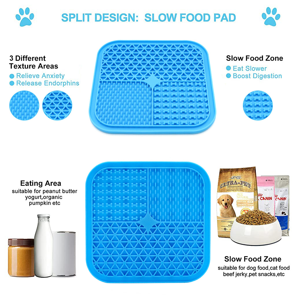 Qpets 20CM Lick Mat for Dogs Cat, Food-Grade Silicone, Dog Food Mat with Suction Cup, Slow Feeding Mat, 7.9in, Perfect Use During Training, Bathing, Grooming(Square)