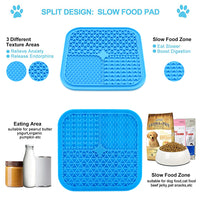 Qpets 20CM Lick Mat for Dogs Cat, Food-Grade Silicone, Dog Food Mat with Suction Cup, Slow Feeding Mat, 7.9in, Perfect Use During Training, Bathing, Grooming(Square)