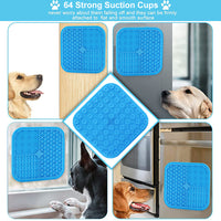 Qpets 20CM Lick Mat for Dogs Cat, Food-Grade Silicone, Dog Food Mat with Suction Cup, Slow Feeding Mat, 7.9in, Perfect Use During Training, Bathing, Grooming(Square)