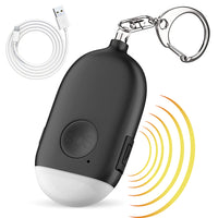 Supvox Safety Gadgets for Self Defence, Personal Alarm Keychain with LED Lights, USB Rechargeable 130 dB Loud Safety Siren Whistle, Emergency Safety Alarm for Women, Men, Children, Elderly (Black)