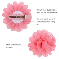 PALAY 15pcs Hair Bows Clips for Girls Cute Chiffon Flower Hair Clips Kit Gold Sequins Hair Barrettes Hair Accessories for Baby Girls Infants Toddlers Teens