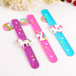 PALAY  3pcs Unicorn Slap Bracelets Silicone Animal Snap Wristbands Birthday Party For Girls Gifts Favors
