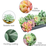 HASTHIP 12pcs Artificial Succulent Plants, Color Artificial Succulent Green Plant, Fake Textured Succulent for Indoor Outdoor Floral Arrangement Home Decor and DIY Landscape Decorations