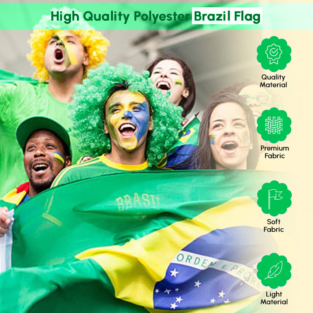 HASTHIP  3x5 Ft Brazil Flag for World Cup 2022, Vivid Color and Fade Proof - Canvas Header and Double Stitched, Brazilian National Flags Polyester with Brass Grommets, Party Supplies