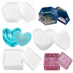 HASTHIP 3Pcs Resin Heart Hexagon Square Jewelry Organizer Kit Silicone Resin Molds for DIY Making Home Decor Craft Tools