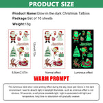 MAYCREATE 10 Sheets Christmas Cartoon Temporary Tattoo Sticker Night Glow Sticker, Christmas Party Cartoon Sticker for Boys Girls Party Sticker Party Supplies