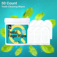 Qpets 50 Count Teeth Cleaning Wipes for Dog Cat Dental Care Finger Wipes Pet Wipes for Teeth Cleaning Finger Cleaning Wipes for Pet Teeth Breath Freshening Mint Scent Pet Wipes