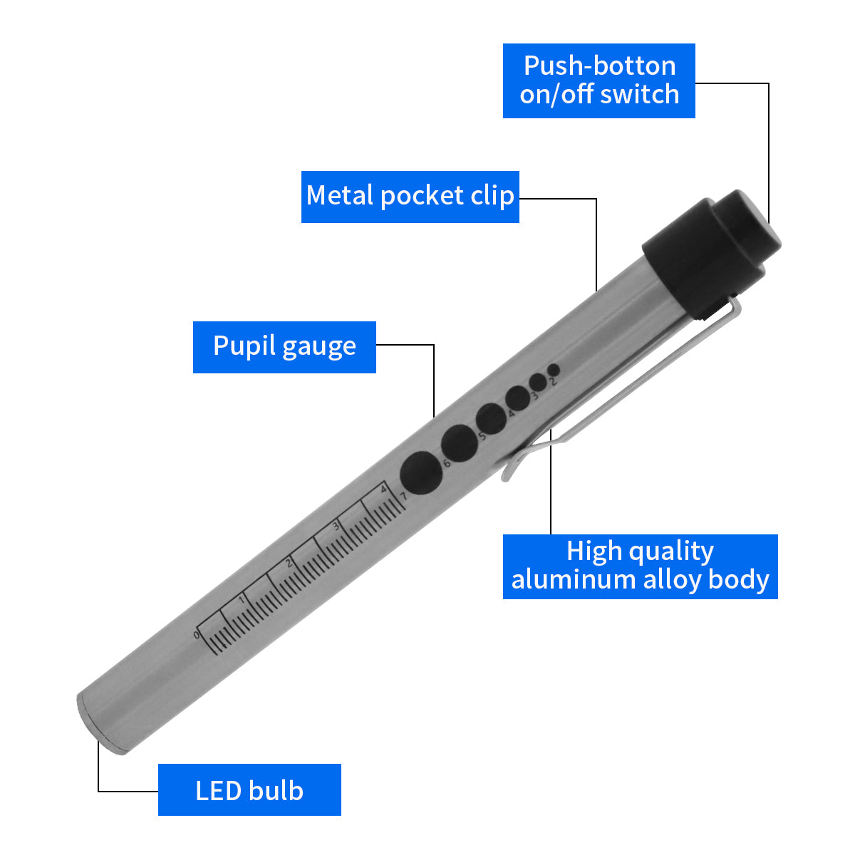 ELEPHANTBOAT 2pcs Pen Torch for Doctors Nurses, Light Dual Light Yellow White Light Beam Pen Light for Checking Oral, Pupil, Eyes, Ears, Nasal Cavity USB Rechargeable Pen Light (Silver)