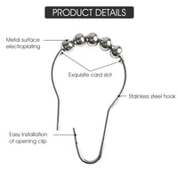 Supvox  Stainless Steel Curtain Hooks, Shower Curtain Hooks Rings for Bathroom Shower Rods Curtains-Set of 12 (6 x 4cm/2.3 x 1.6 inch, Silver)