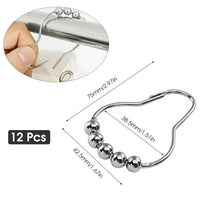 Supvox  Stainless Steel Curtain Hooks, Shower Curtain Hooks Rings for Bathroom Shower Rods Curtains-Set of 12 (6 x 4cm/2.3 x 1.6 inch, Silver)