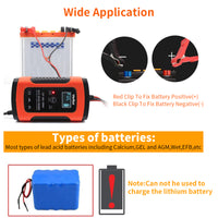 Eleboat® Fully Automatic Car Battery Charger 5A 12V, EU Plugfor Car, Motorcycle, Lawn Mower and More(Red)