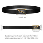 GUSTAVE Men's Belt Adjustable Auto with Lock Buckle Belt Black Belt for Men Leather Belt, Fashion Golden Leopard Pattern Design-Long 125cm