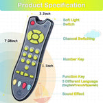 PATPAT Musical TV Remote Control Toys with Light and Sound, Musical Early Educational Remote Toy Realistic Preschool Leaning Toys for 6 Months+ Baby Toddlers Boys Girls - Black