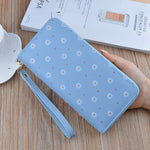 PALAY Ladies Purse Women's Wallet with Multiple Card Slots PU Leather Long Wallet Card Holders Wallet Zipper Pocket Coin Purse Phone Wallet (Blue1)