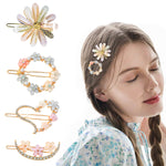 SANNIDHI 4 Pack Hair Clips for Women Fashion Alloy Barrettes Clips Hairpins Set Rhinestone Flower Hair Pin Clip Decorative Hair Accessories for Girls Ladies