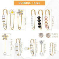 SANNIDHI  17 Pieces Pearl Brooch Pins Sweater Shawl Clips Faux Pearl Rhinestones Collar Safety Pin for Women Girls Clothing Dresses Saree Brooch for Women Heavy Duty Alloy Brooch