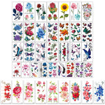 MAYCREATE 40 Sheets Color Tatto Sticker Flowers Temporary Tattoos Stickers Roses Butterflies Tatto Stickers Assorted Tatto Sticker for Body Art Tattoos Art Waterproof Temporary Tattoos Stickers