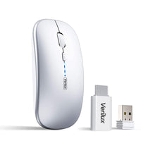 Verilux  Wireless Mouse Rechargeable, Upgraded Ultra Slim 2.4G Silent Cordless Mouse Computer Mice 1600 DPI with USB Receiver for Laptop PC Mac MacBook, Windows (Space Sliver+ Battery Level Visible)