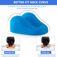 HANNEA Neck Shoulder Relaxer Cervical Pillow Traction Device, Neck Massage, Fast Pain Relief, Melts Away Muscle Knots, Trigger Point, Tension, Stretcher, Chiropractic Acupressure Pillow (Blue-A)