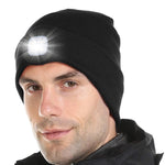 GUSTAVE LED Lighted Hat, USB Rechargeable LED Lighted Beanie, Winter Warm for Men Women, Unisex Headlamp Knitted Warm Hat with Light for Night Running, Fishing, Camping, Hiking (Black)