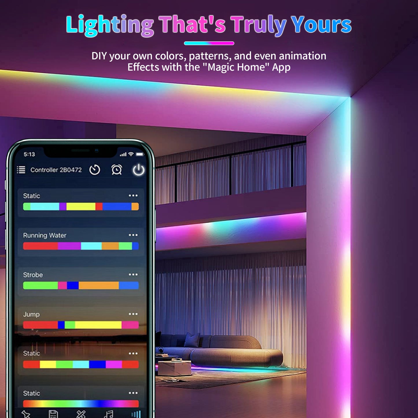 ELEPHANTBOAT RGBIC Led Strip Lights with Remote 10M/32.8Ft Led Strips for Home Decoration WiFi App Control Smart RGB Led Strip Work with Alexa and Google Assistant Music Sync for TV Gaming Room Party