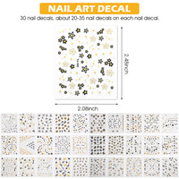 MAYCREATE 30 Sheets 3D Nail Art Sticker Self-Adhesive, Nail Art Glitter Flakes Butterfly Heart Design Nail Decals Stickers Flower Slices, Nair Charms for Women DIY Nail Art Salon Accessories