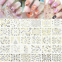 MAYCREATE 30 Sheets 3D Nail Art Sticker Self-Adhesive, Nail Art Glitter Flakes Butterfly Heart Design Nail Decals Stickers Flower Slices, Nair Charms for Women DIY Nail Art Salon Accessories