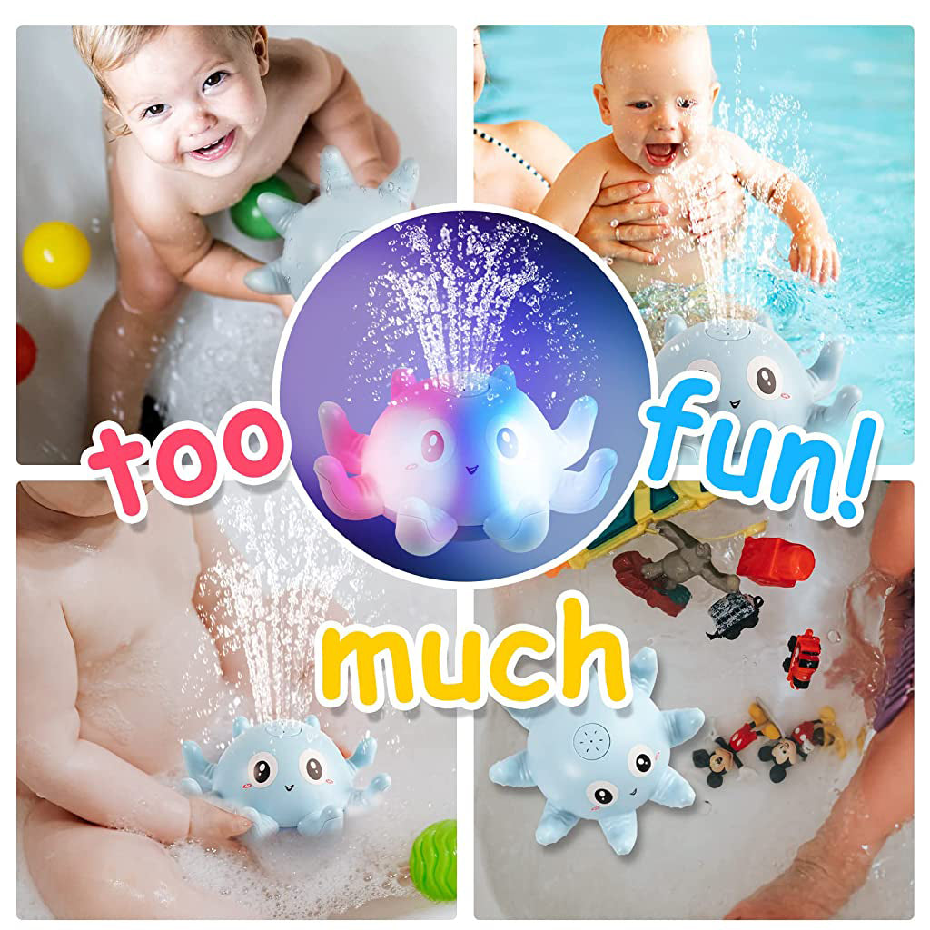 PATPAT Baby Bath Toys, Octopus Spray Toy Octopus Induction Spray Water Toys for Kids Sprinkler Toy with LED Light Up Toy Bath Toys for Baby 6 - 24 Months Bathtub Toy Gifts for Toddlers Boys Girls