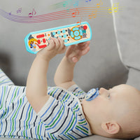 PATPAT Remote Control Toys for Babies Three Language Musical Light Toy Remote, Montessori Learning TV Remote Toy, Soothing Toy, Sensory Toy, Educational Toys for 6 Months+ Toddlers Boys Girls (Blue)