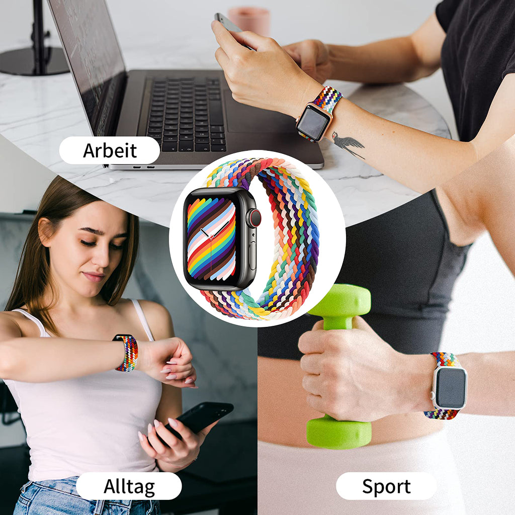 ZORBES for Apple?Watch?Band, Pack of 2 Braided Solo Loop Watch Strap Compatible with Apple Watch Straps 45mm 44mm 42mm, Breathable Elastic Nylon Straps for iWatch Series Ultra 8 7 6 5 4 3 2 SE