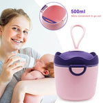 SNOWIE SOFT  300g Baby Formula Dispenser, Portable Milk Powder Dispenser Container with Carrying Handle and Scoop, Foodgrade PP Double Layer Anti-Leak Design for Outdoor Travel Home (Purple)