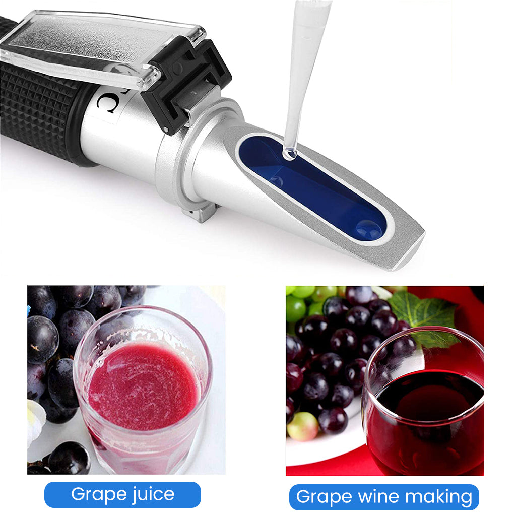 ZORBES Refractometer for Wine Beer Brewing with ATC and Dual Scale of Brix 0-40% and Alcohol 0-25% vol, Refractometer for Measuring Sugar Content in Grape Juice & Predicting Wine Alcohol Degree