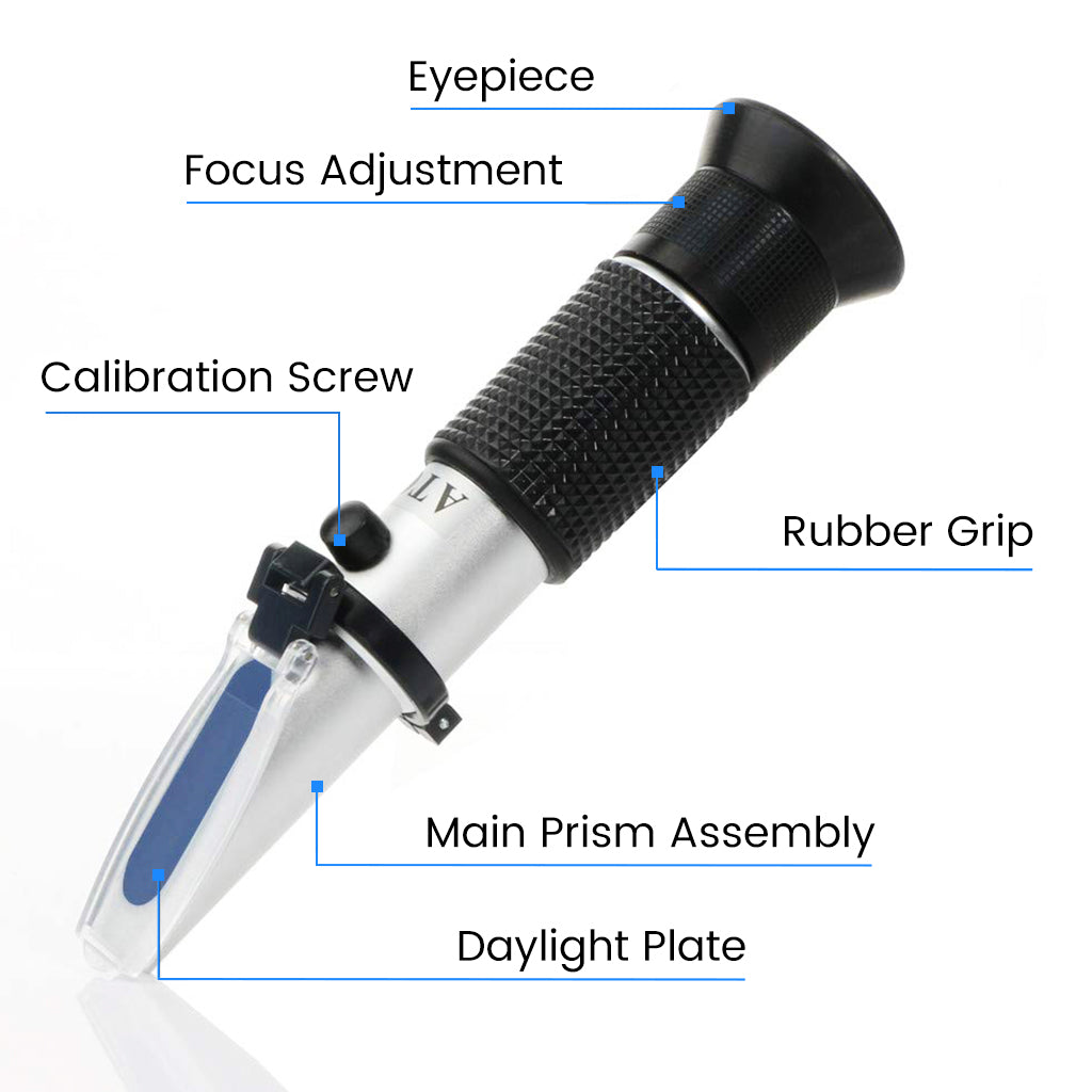 ZORBES Refractometer for Wine Beer Brewing with ATC and Dual Scale of Brix 0-40% and Alcohol 0-25% vol, Refractometer for Measuring Sugar Content in Grape Juice & Predicting Wine Alcohol Degree