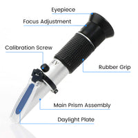 ZORBES Refractometer for Wine Beer Brewing with ATC and Dual Scale of Brix 0-40% and Alcohol 0-25% vol, Refractometer for Measuring Sugar Content in Grape Juice & Predicting Wine Alcohol Degree