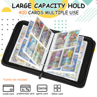 PATPAT  Poke-mon Binder, Trading Cards Collector Album for 400 Poke-mon Cards Cartoon Prints Zipper Bag Trading Card Binder Poke-mon Cards Pack Collection Bag Game Cards Case Gift for Kids Boys Girls