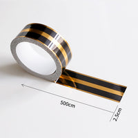 HASTHIP 5M Black Golden Floor Tiles Stickers, Waterproof Tile Gap Tape, PVC Self Adhesive Tape Ceramic Tile Gap Tape for Detailing Walls, Floor Tile Gap, Cabinetry (2.5CM Width *5M Long)